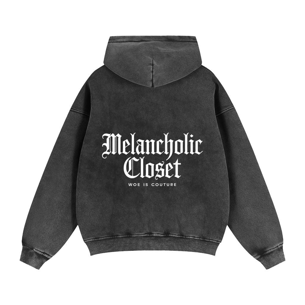 Melancholic Basics Zip-Through Boxy Fleece Hoodie