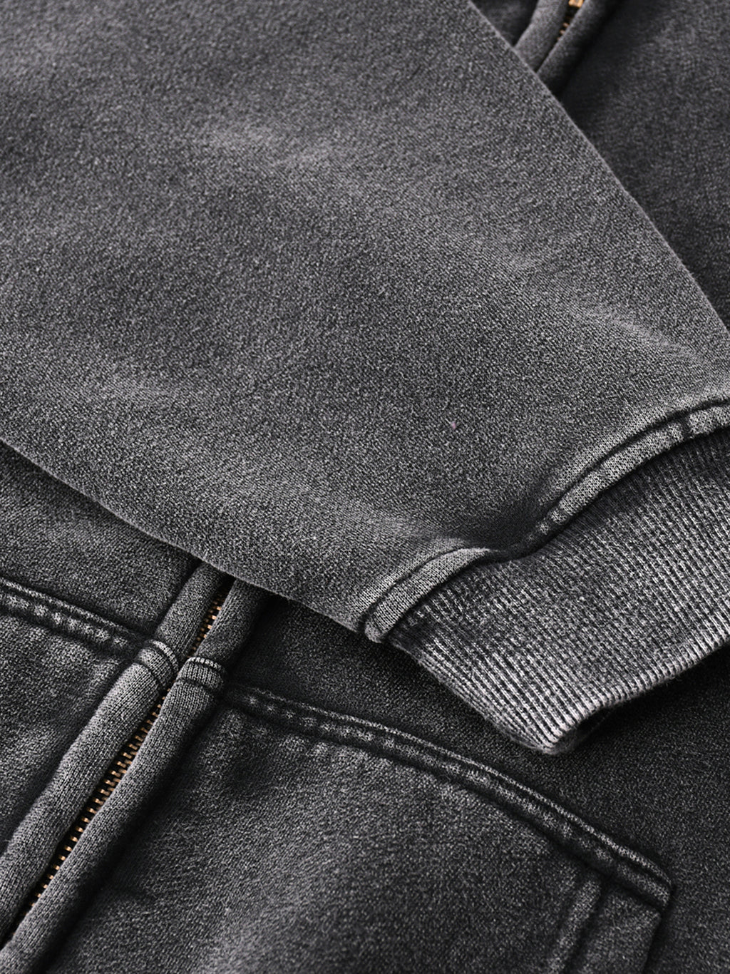 Melancholic Basics Zip-Through Boxy Fleece Hoodie
