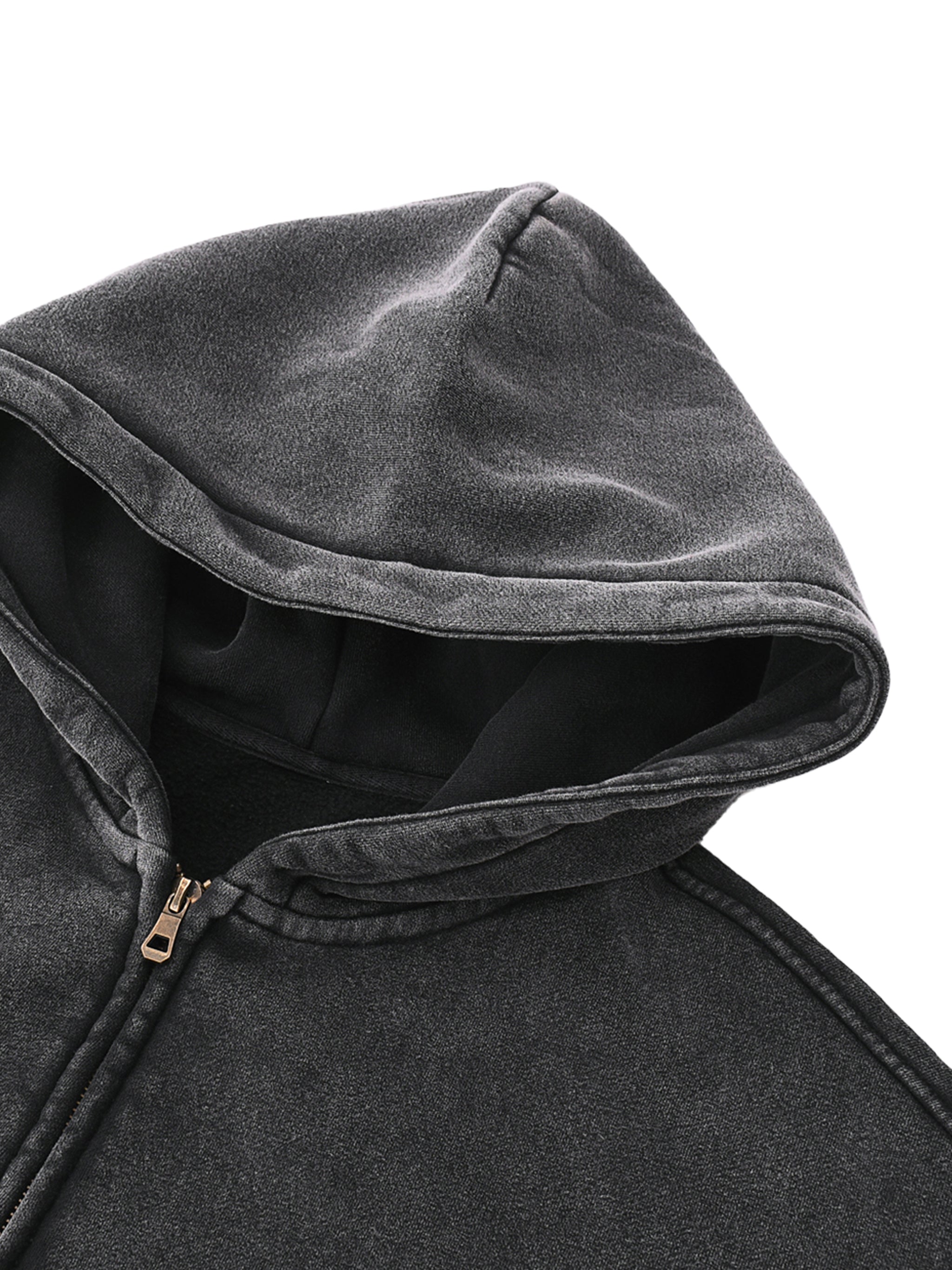 Melancholic Basics Zip-Through Boxy Fleece Hoodie